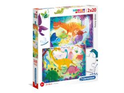 CLÉMENTONI CASSE-TÊTE 2X20 PIÈCES - DINOS RIGOLOS